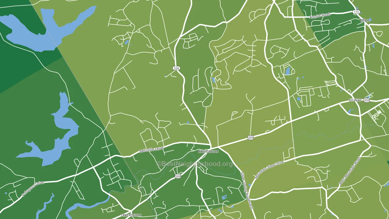 Kresgeville, PA block-group voter-turnout map