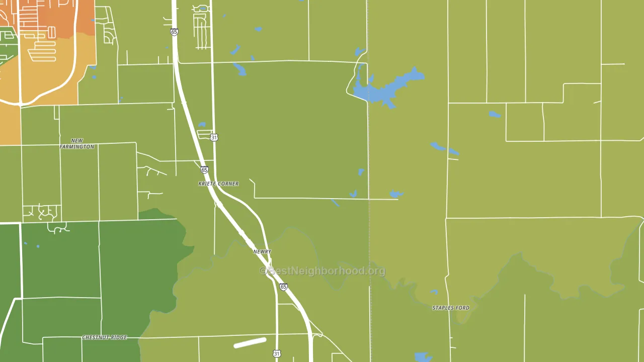 Kriete Corners, IN block-group voter-turnout map