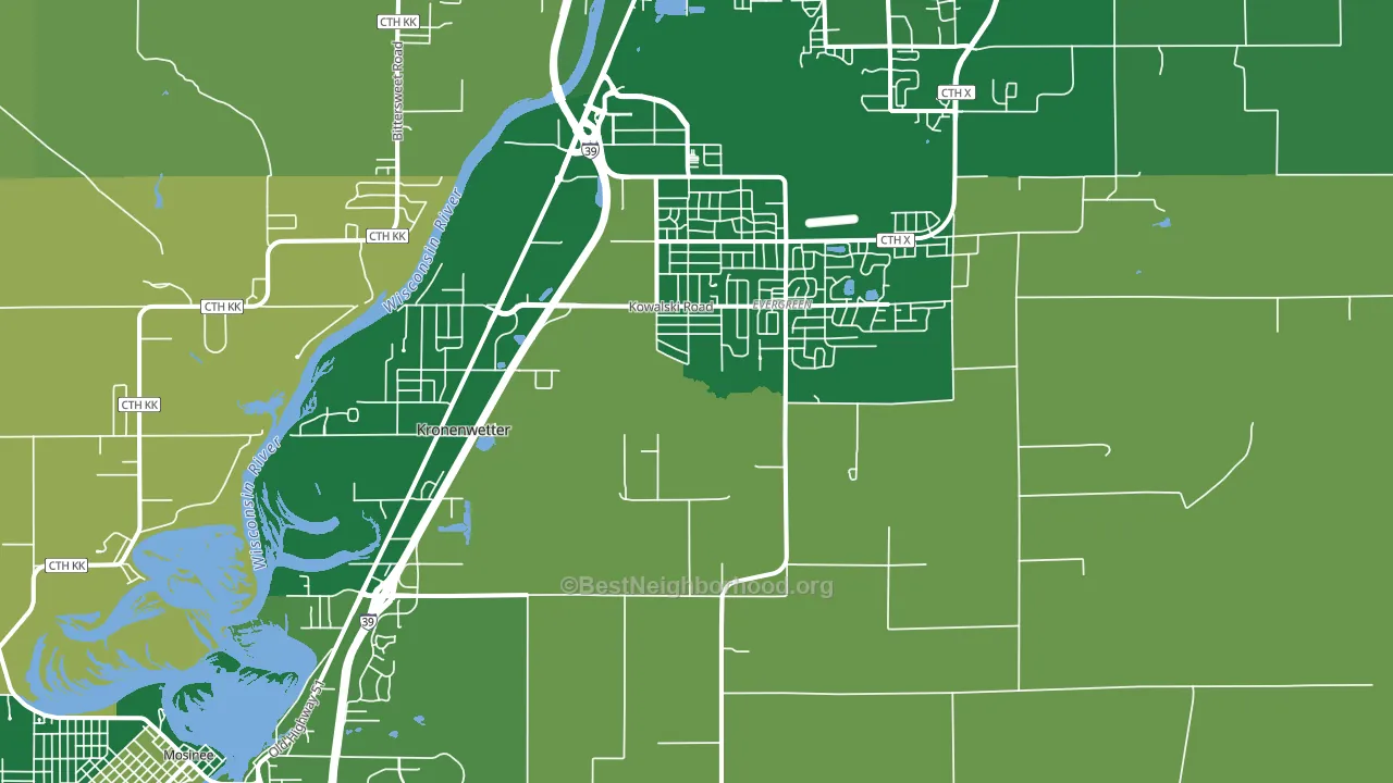 Kronenwetter, WI block-group voter-turnout map