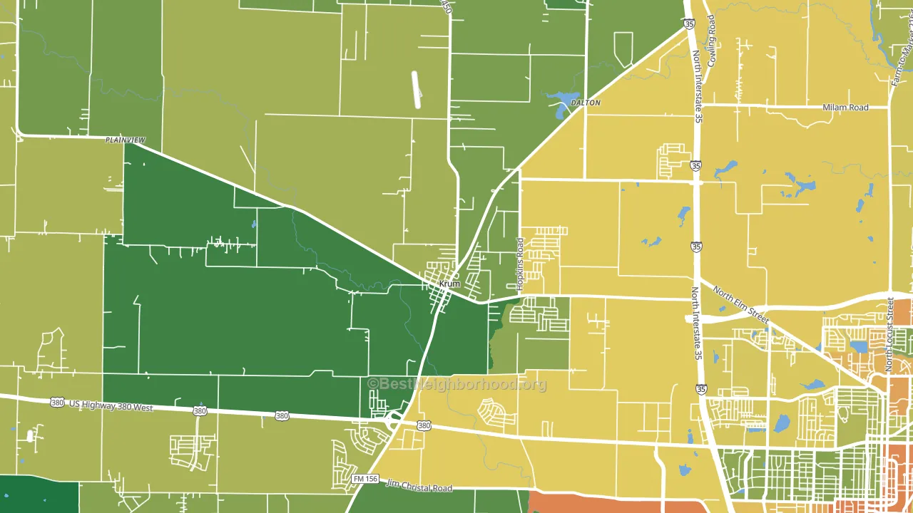 Krum, TX block-group voter-turnout map