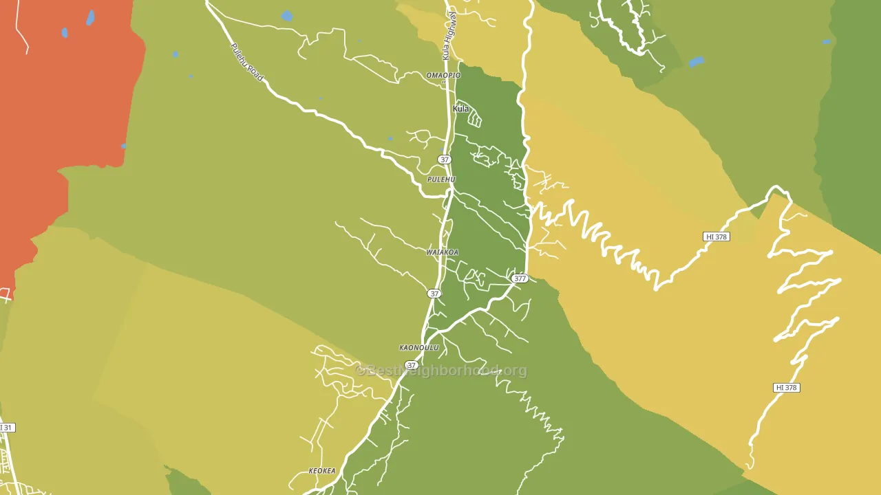 Kula, HI block-group voter-turnout map