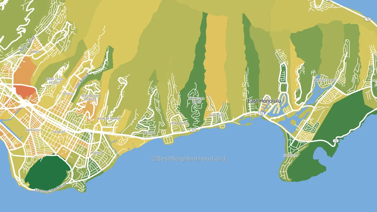 Kuliouou-Kalani Iki, East Honolulu, HI block-group voter-turnout map