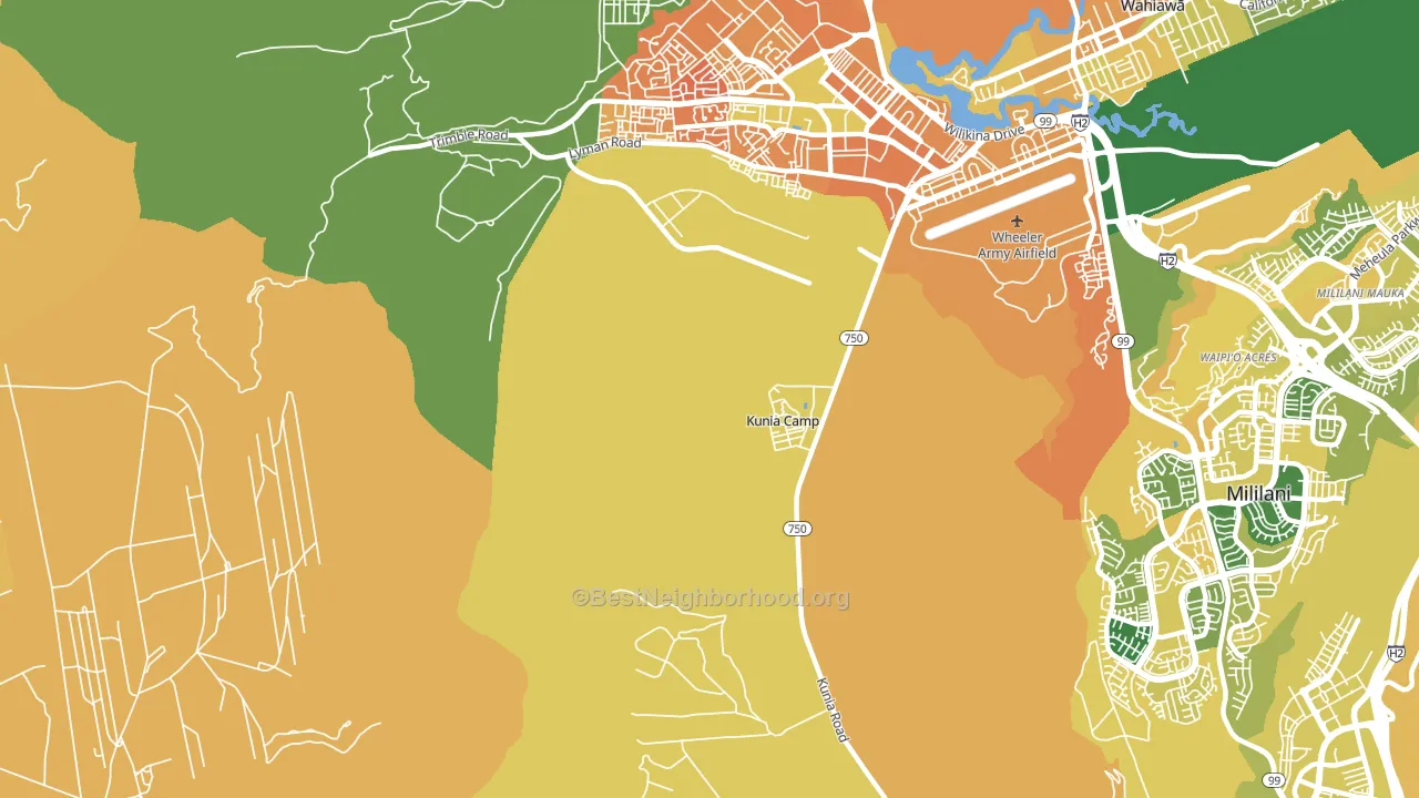 Kunia, HI block-group voter-turnout map