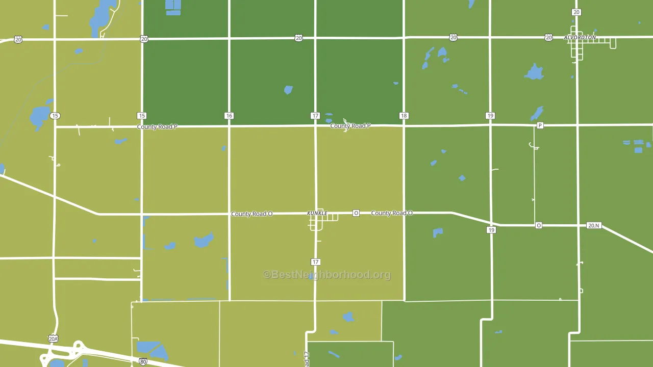 Kunkle, OH block-group voter-turnout map