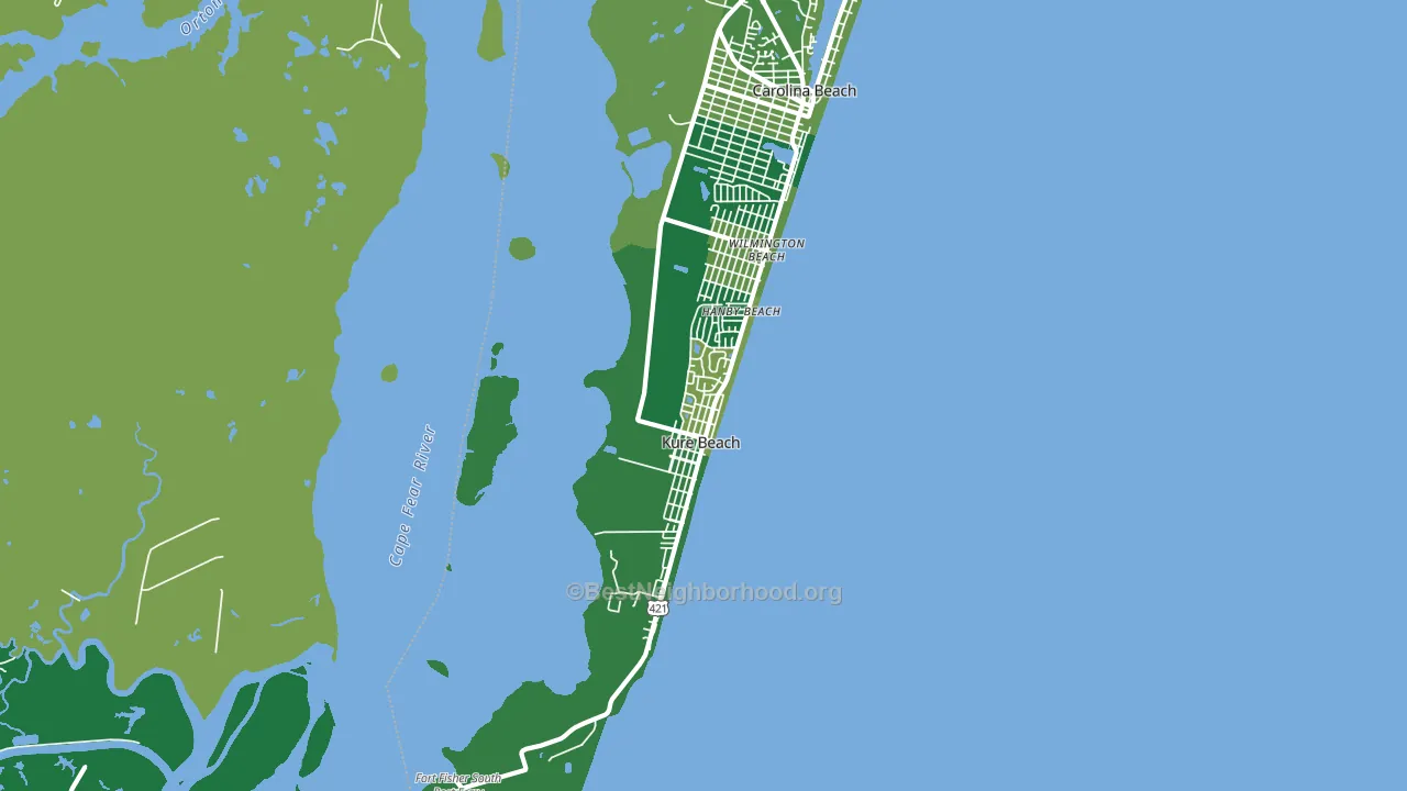 Kure Beach, NC block-group voter-turnout map