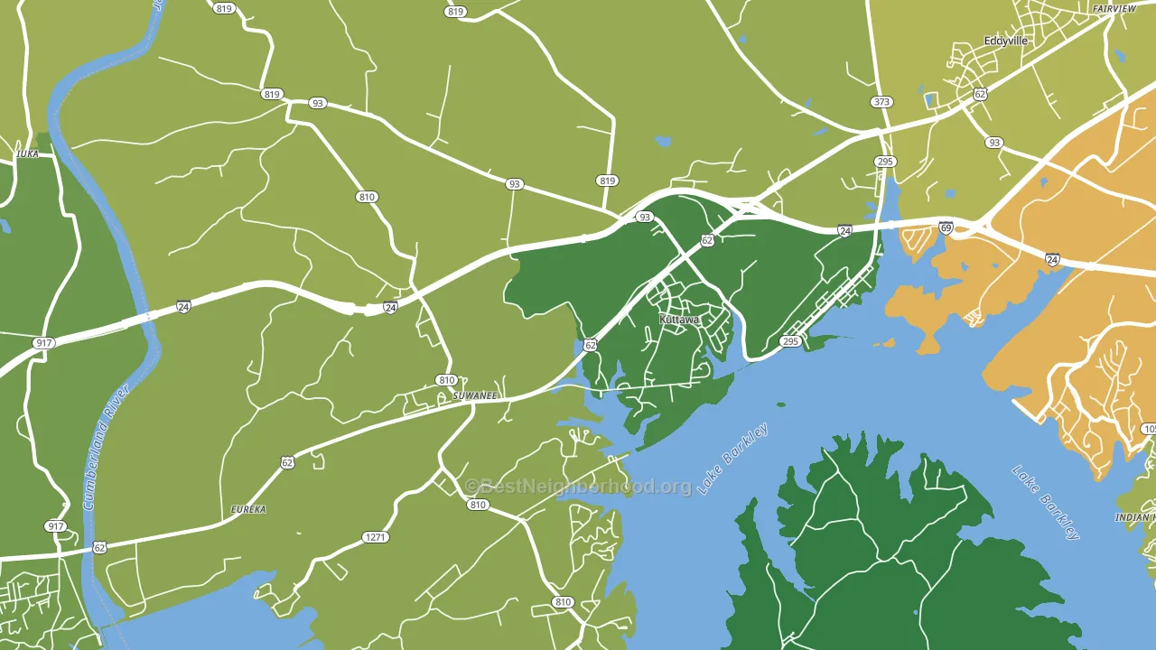 Kuttawa, KY block-group voter-turnout map