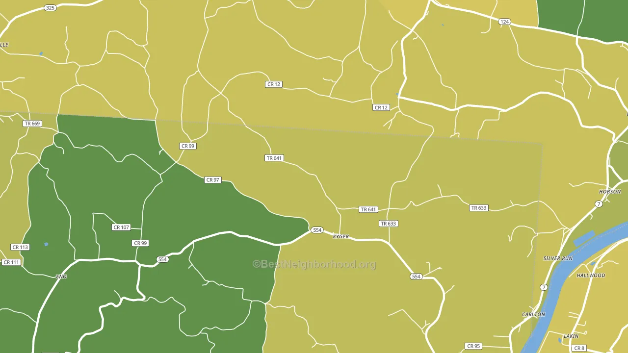 Kyger, OH block-group voter-turnout map