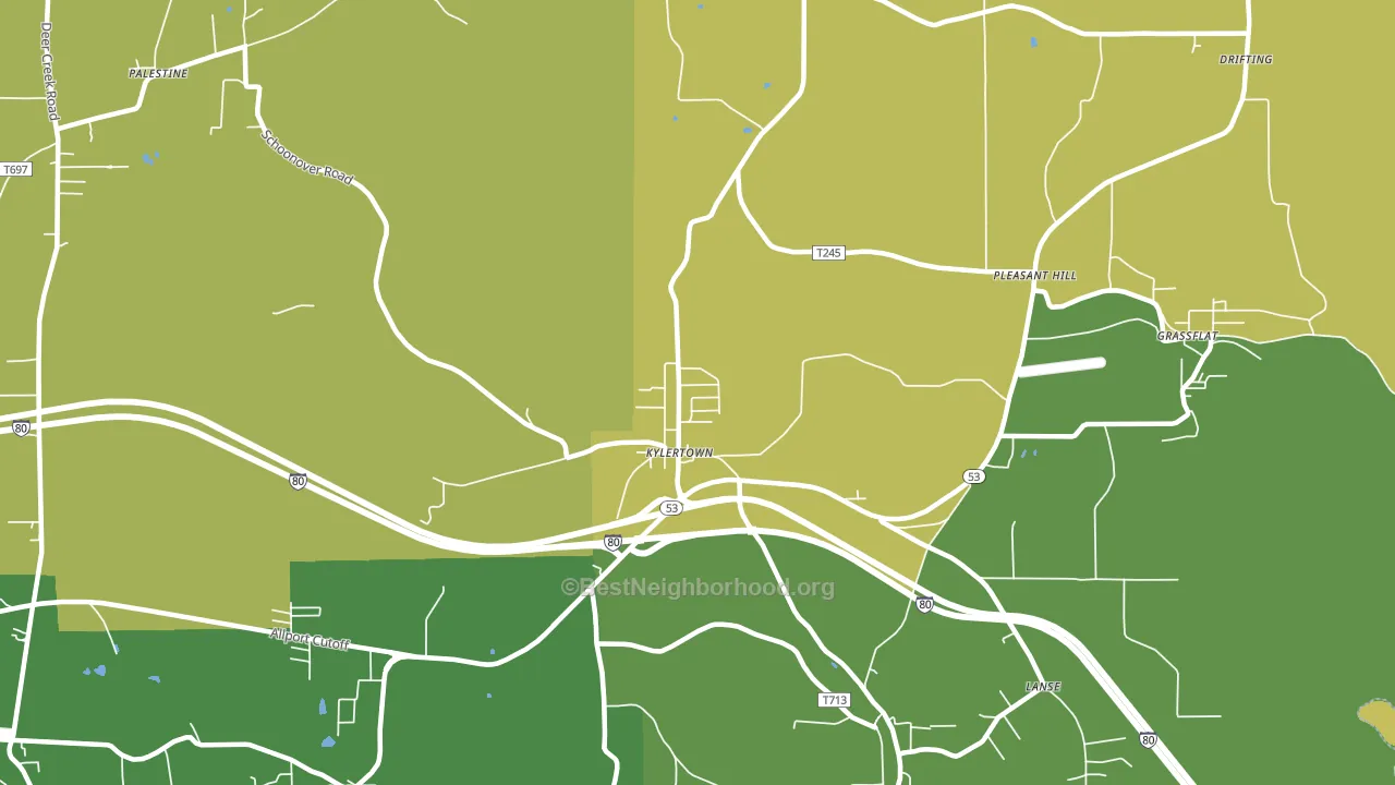 Kylertown, PA block-group voter-turnout map