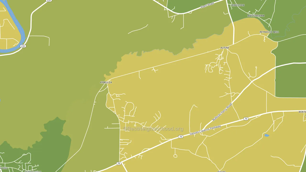 Kymulga, AL block-group voter-turnout map
