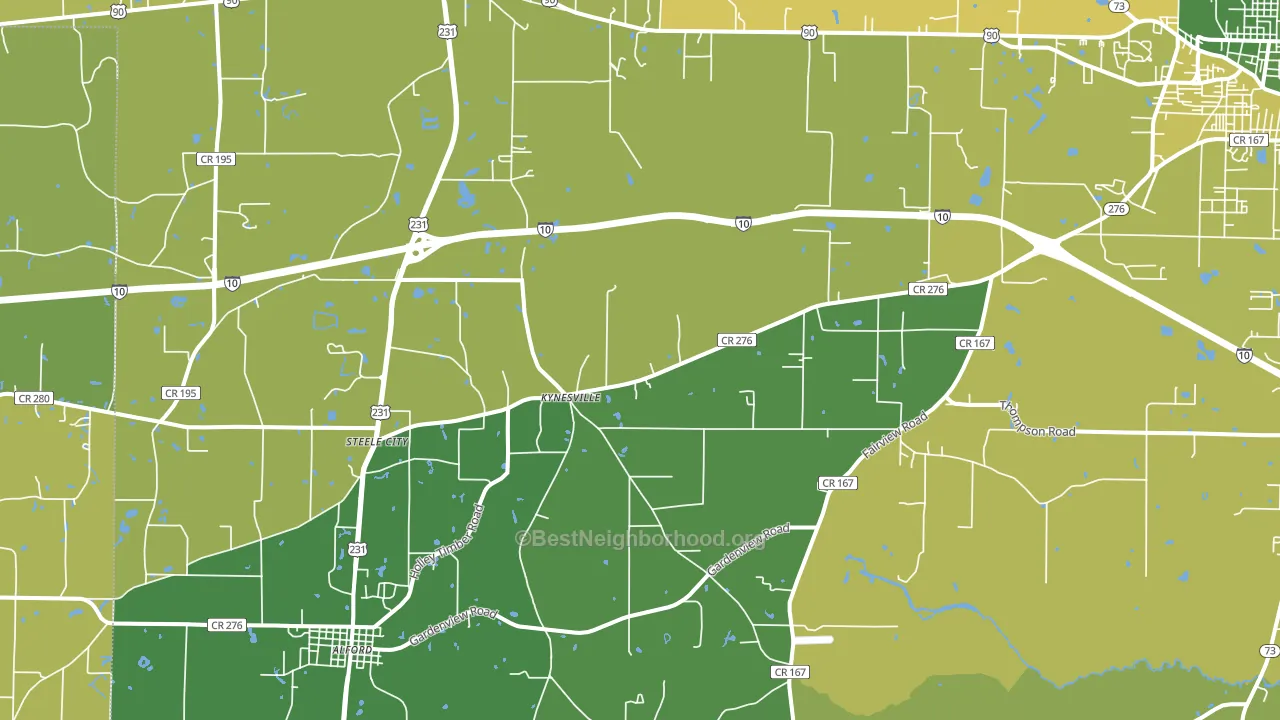 Kynesville, FL block-group voter-turnout map