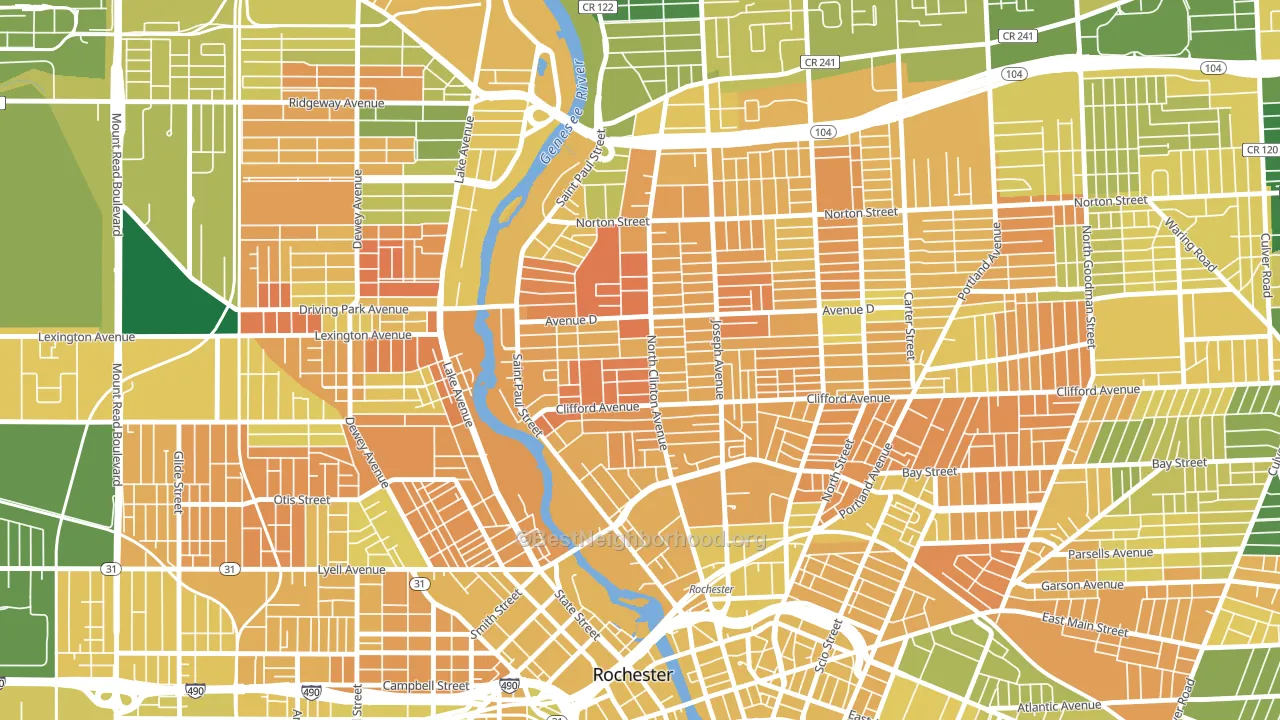 La Avenida, Rochester, NY block-group voter-turnout map