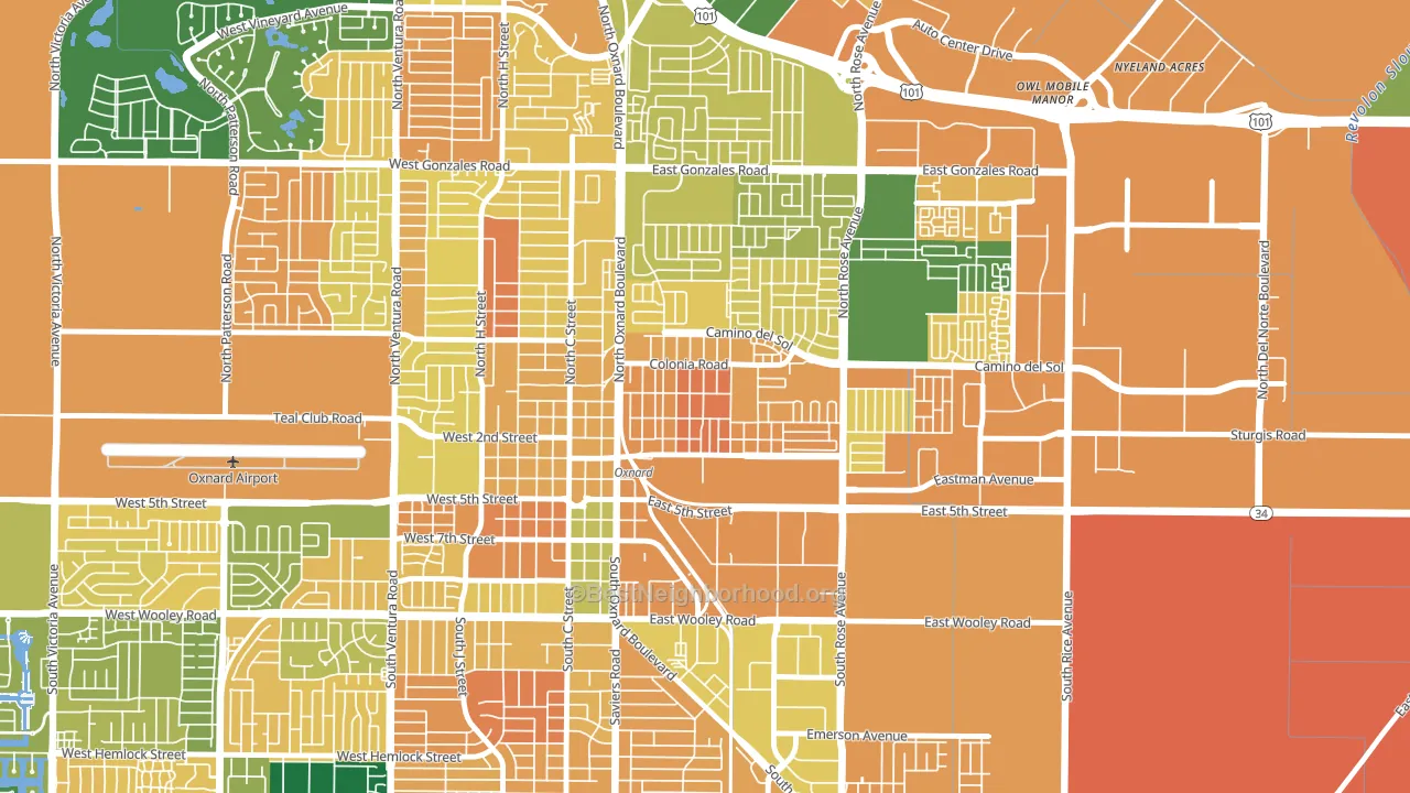 La Colonia, Oxnard, CA block-group voter-turnout map