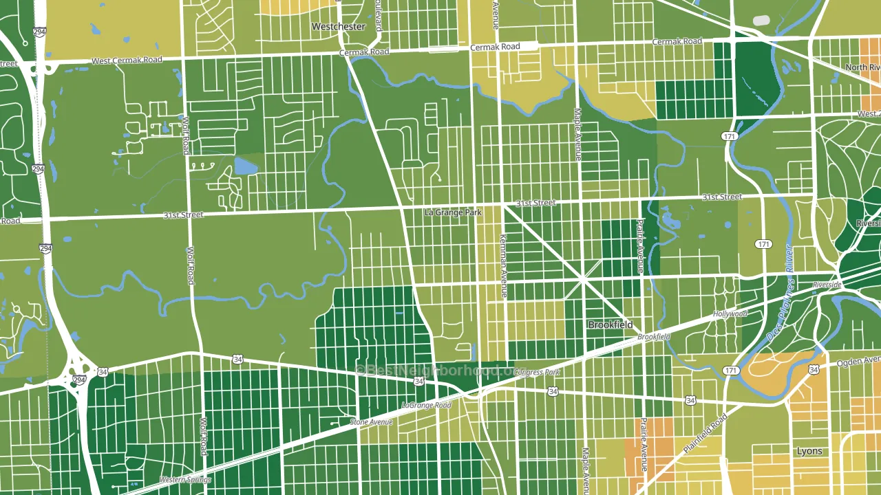 La Grange Park, IL block-group voter-turnout map