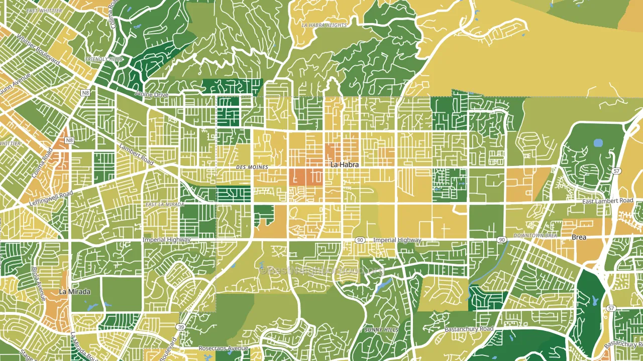 La Habra, CA block-group voter-turnout map