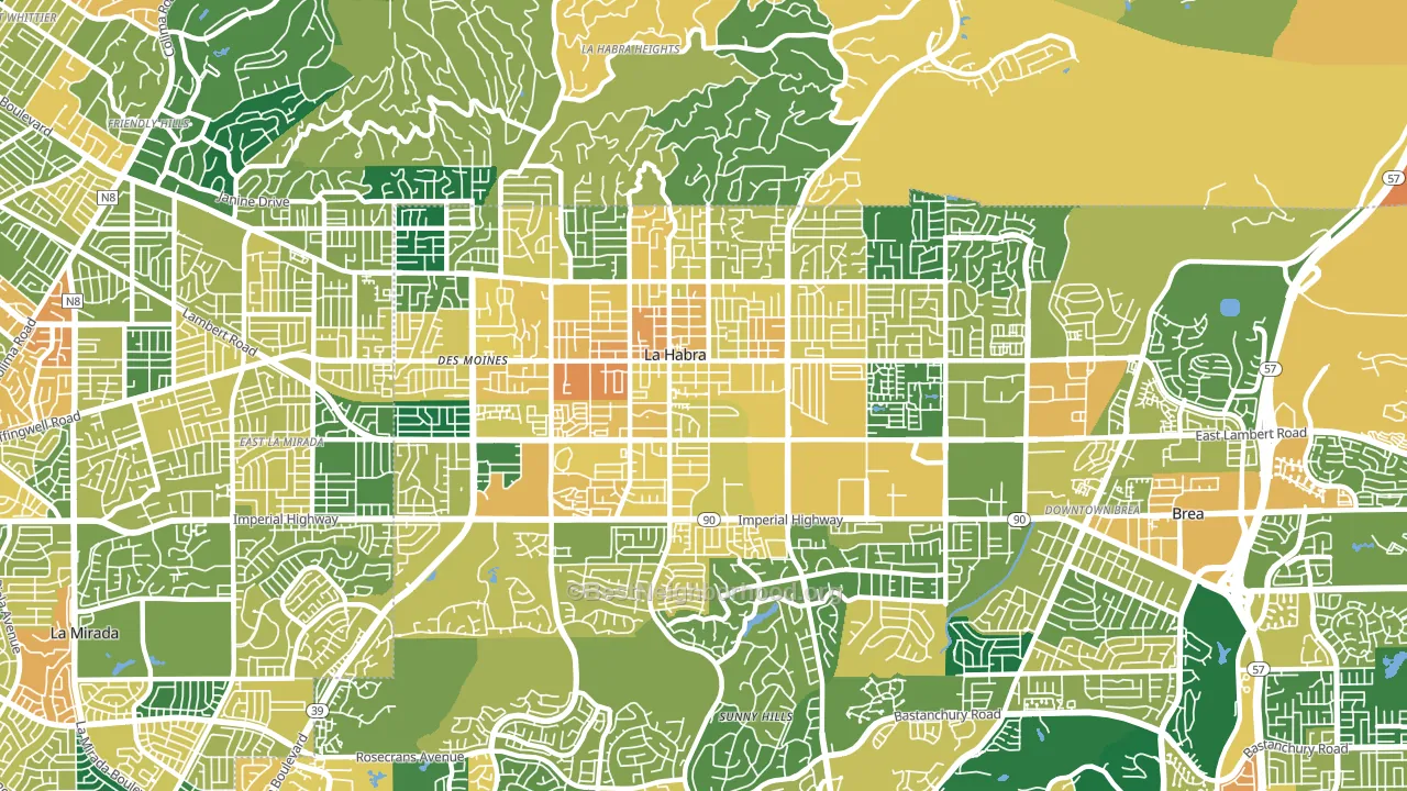 La Habra City, La Habra, CA block-group voter-turnout map