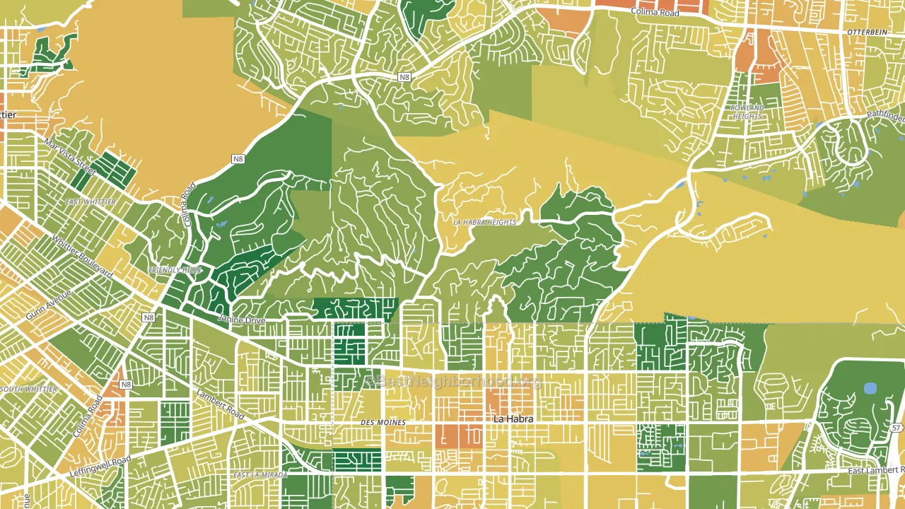 La Habra Heights, CA block-group voter-turnout map