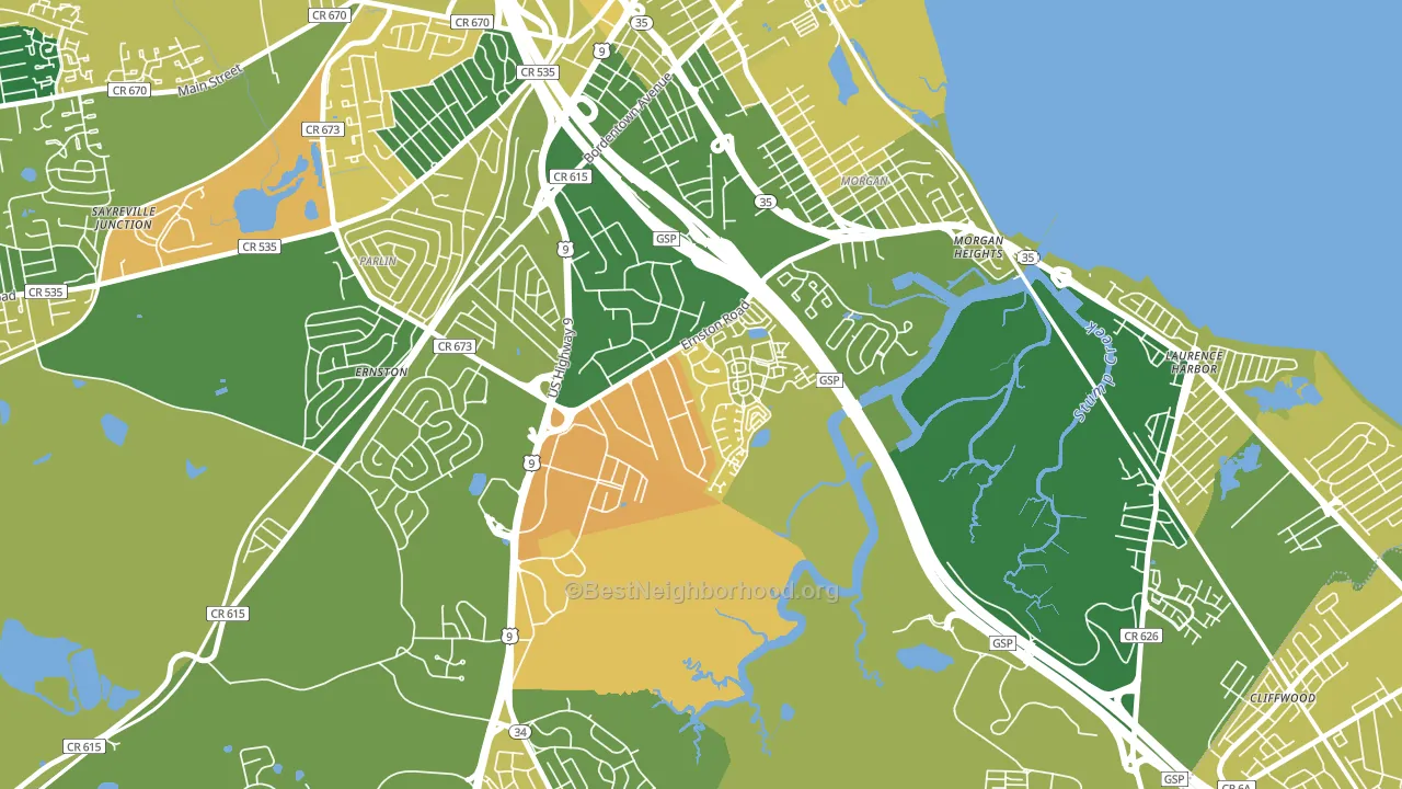 La Mer, Parlin, NJ block-group voter-turnout map