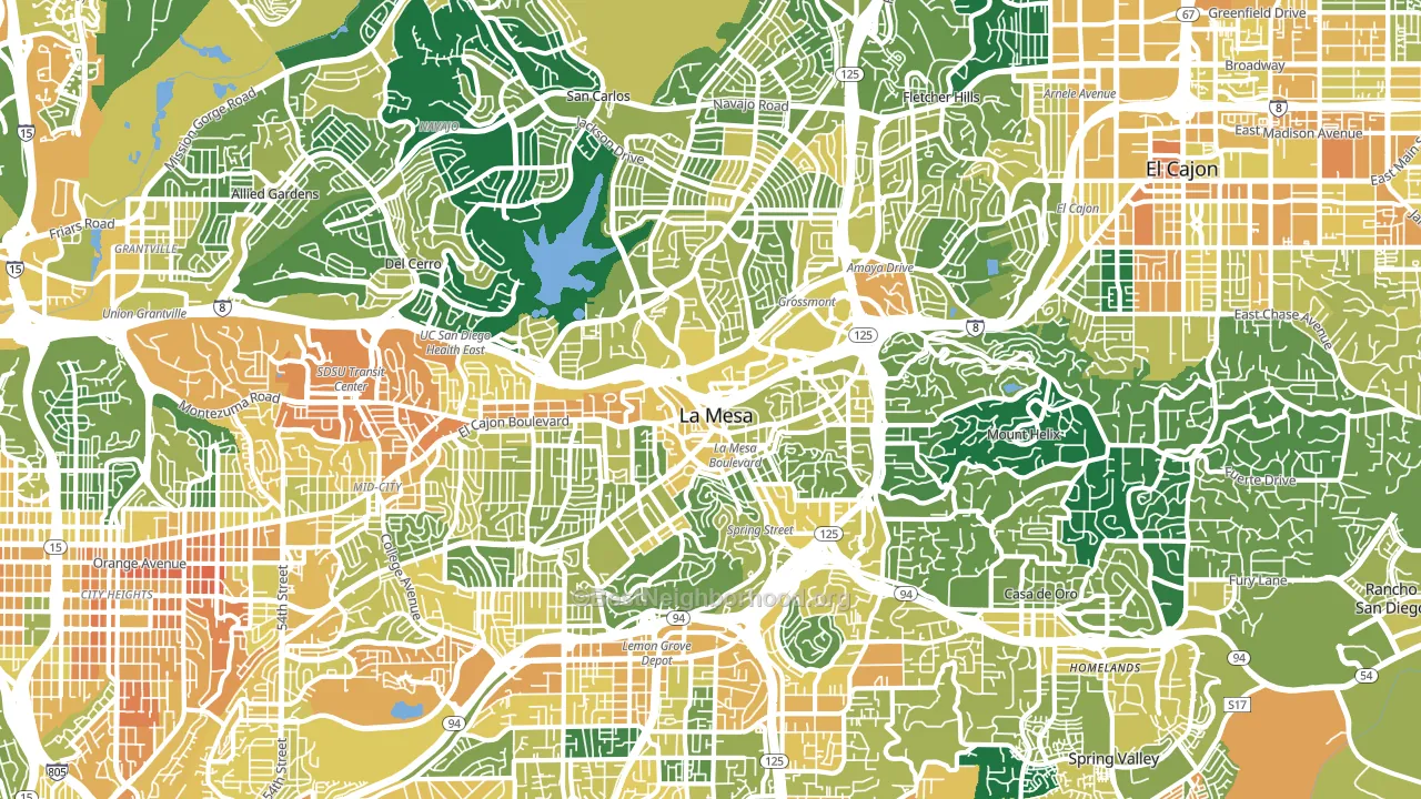 La Mesa, CA block-group voter-turnout map