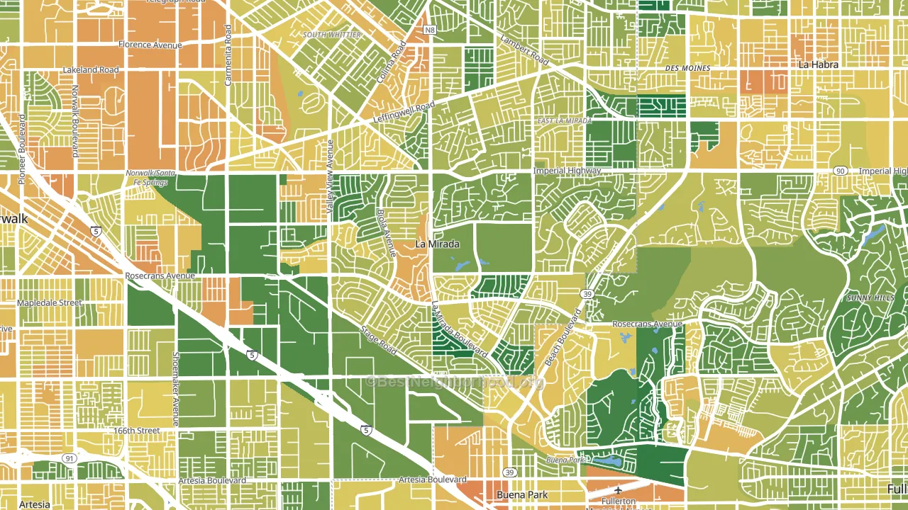 La Mirada, CA block-group voter-turnout map