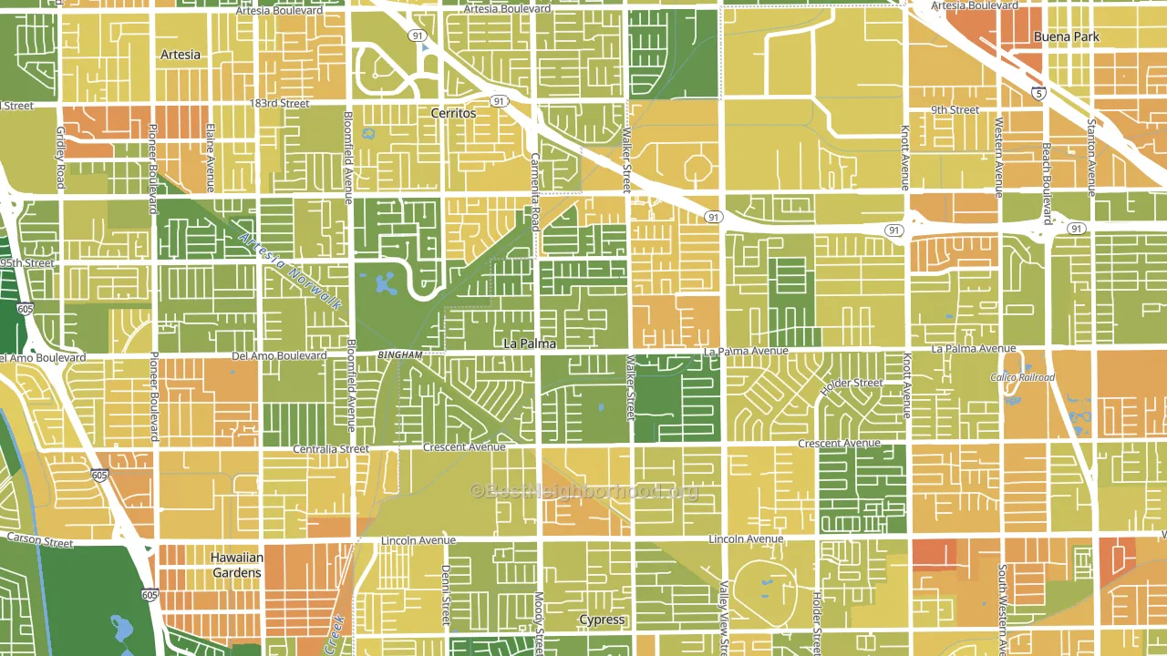 La Palma, CA block-group voter-turnout map