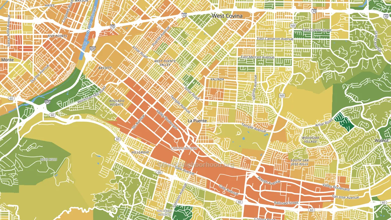 La Puente, CA block-group voter-turnout map