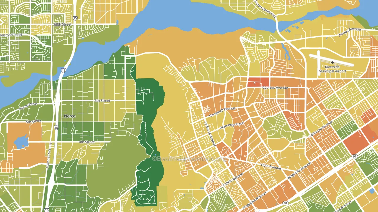 La Sierra Hills, Riverside, CA block-group voter-turnout map