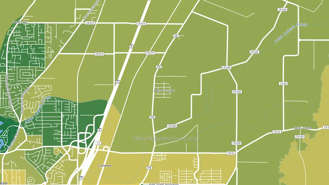 Labish Village, OR block-group voter-turnout map