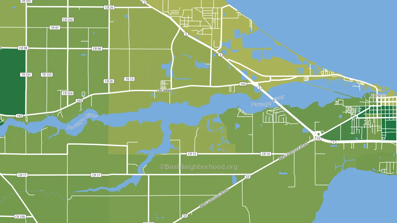 Lacarne, OH block-group voter-turnout map