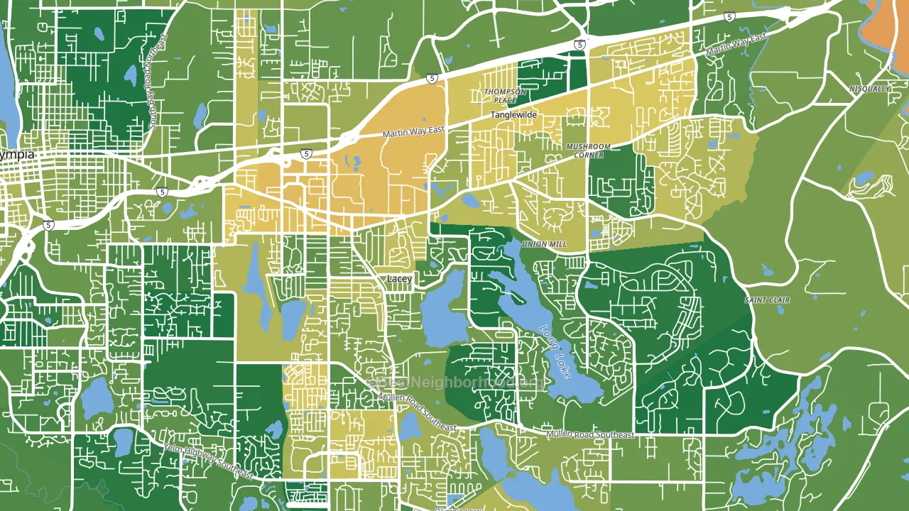 Lacey, WA block-group voter-turnout map
