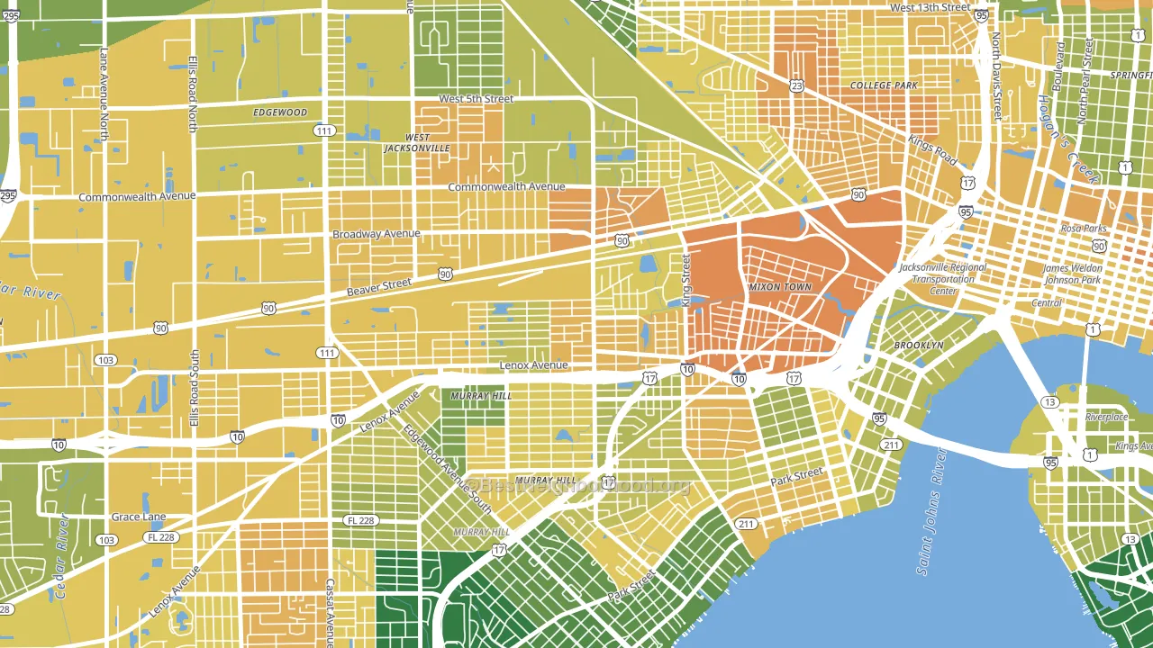 Lackawanna, Jacksonville, FL block-group voter-turnout map