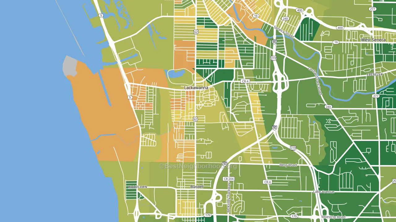 Lackawanna, NY block-group voter-turnout map