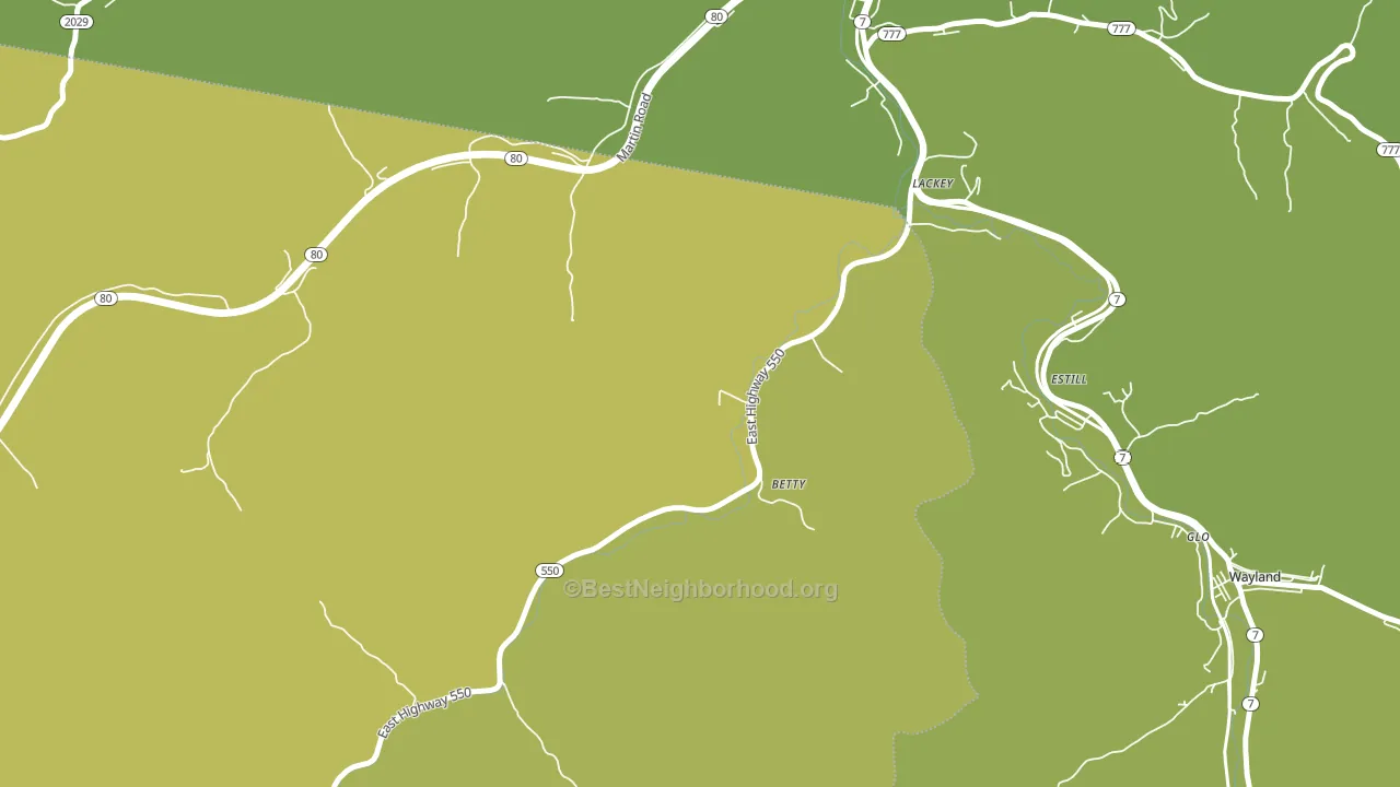 Lackey, KY block-group voter-turnout map