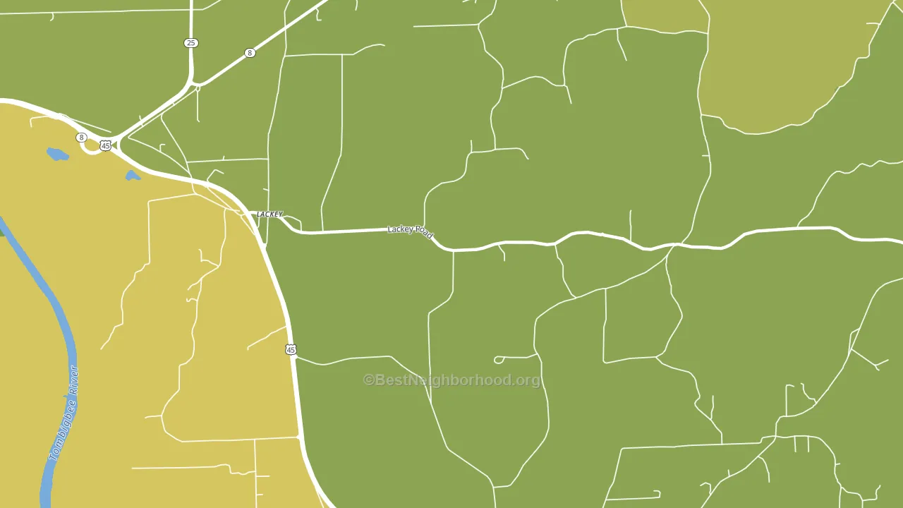 Lackey, MS block-group voter-turnout map