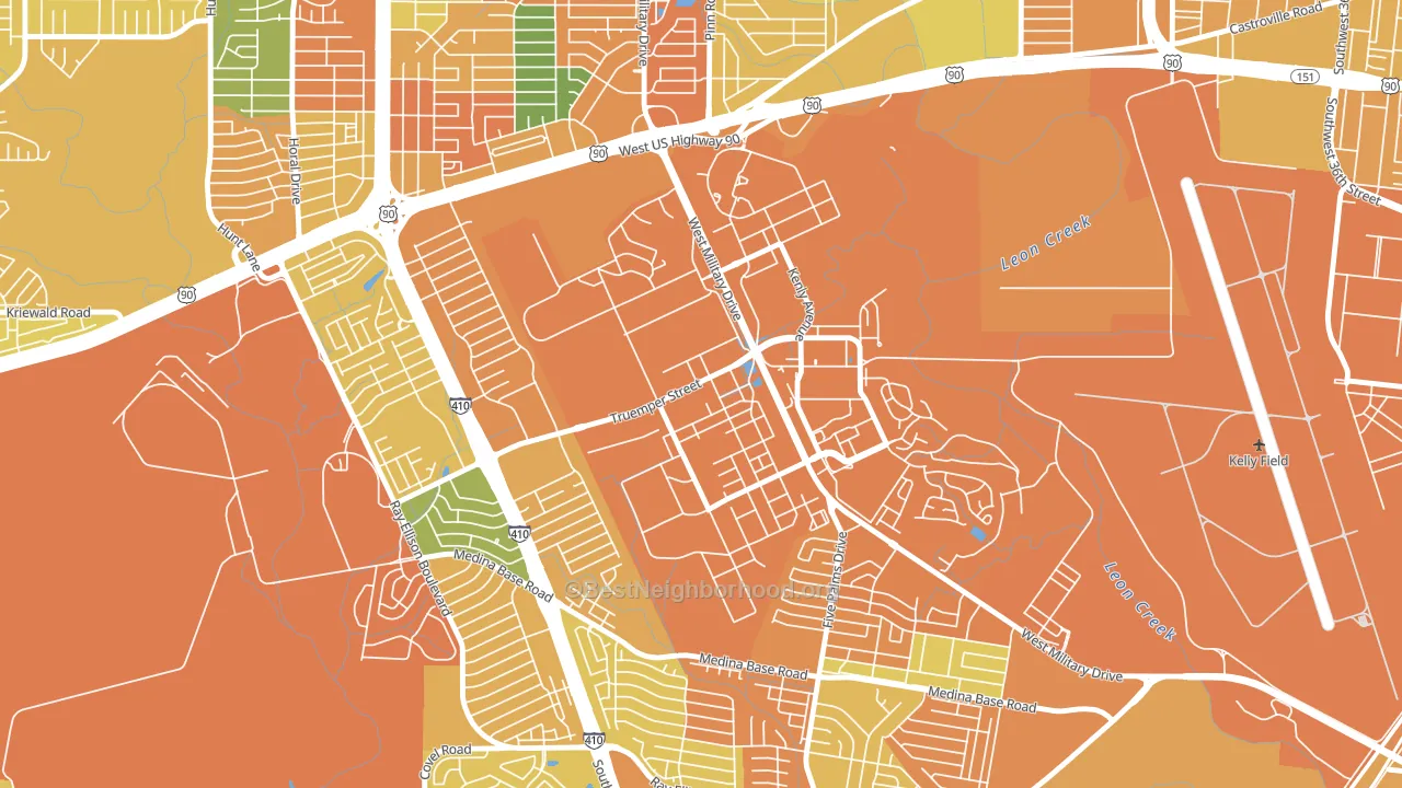 Lackland AFB, TX block-group voter-turnout map