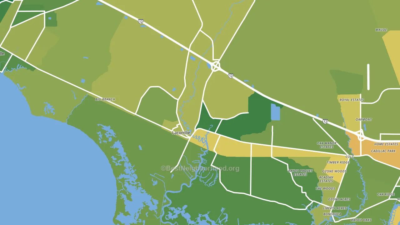 Lacombe, LA block-group voter-turnout map