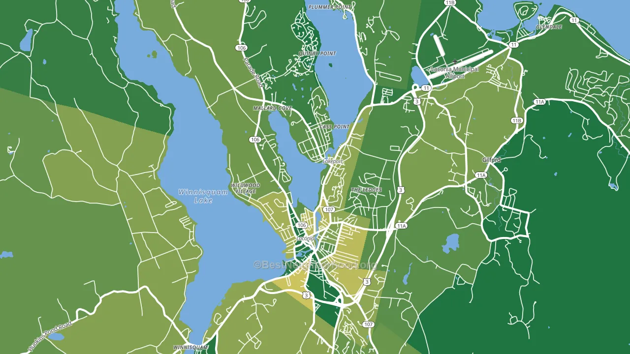 Laconia, NH block-group voter-turnout map