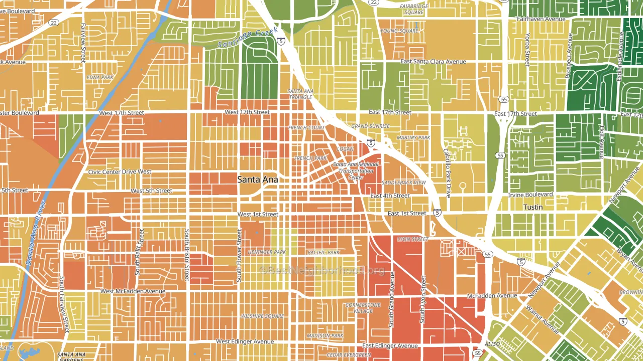 Lacy, Santa Ana, CA block-group voter-turnout map