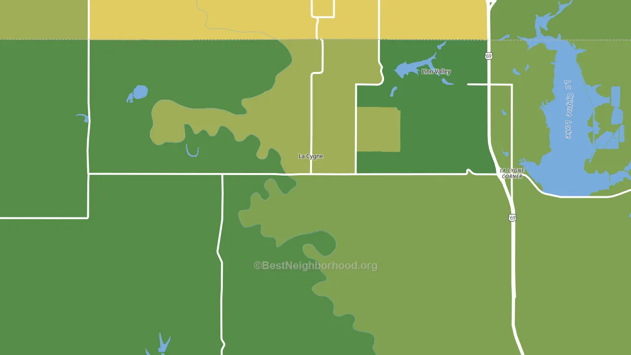 Lacygne, KS block-group voter-turnout map