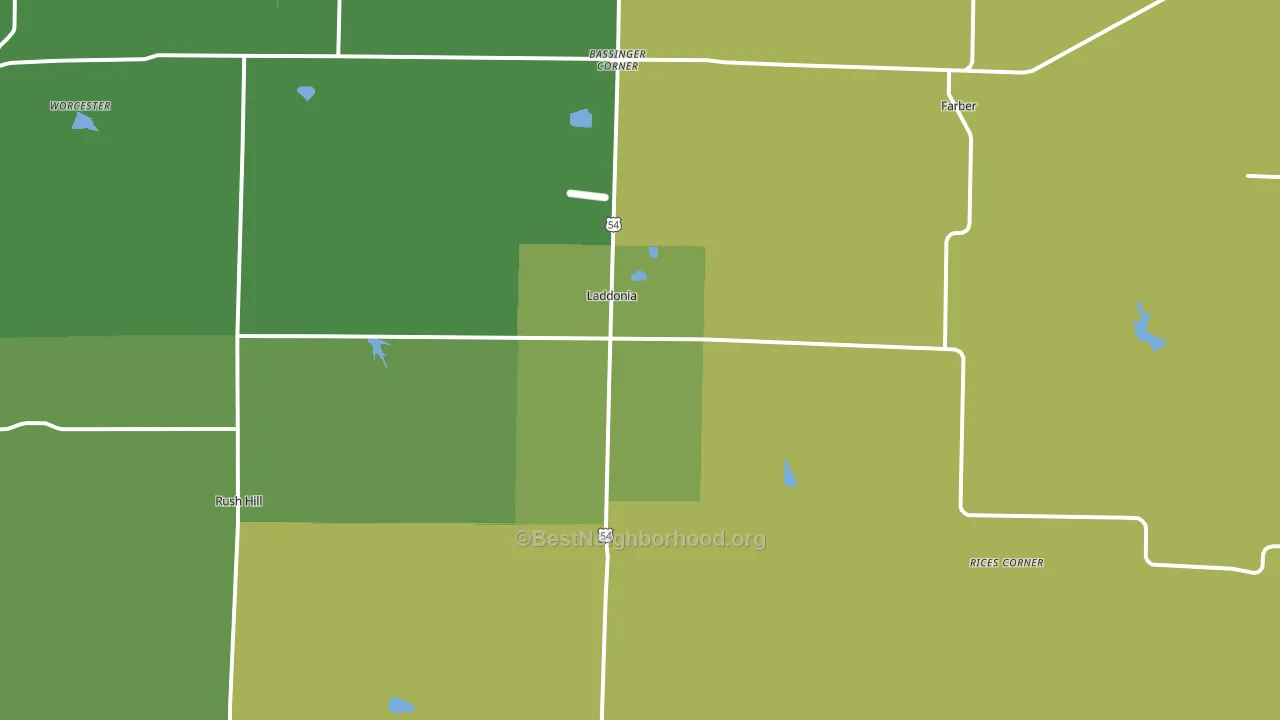 Laddonia, MO block-group voter-turnout map