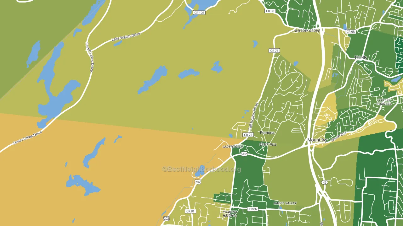 Ladentown, NY block-group voter-turnout map