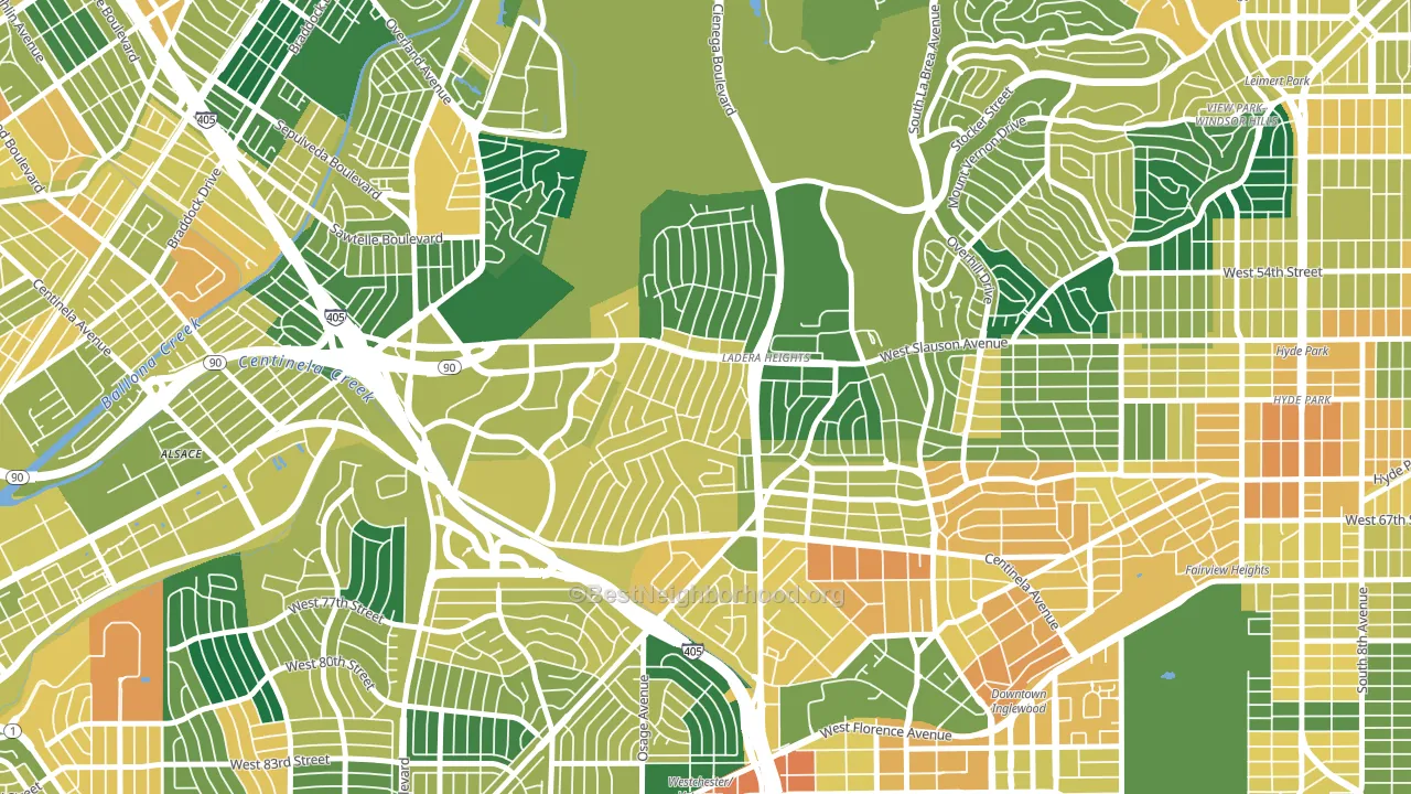 Ladera Heights, CA block-group voter-turnout map