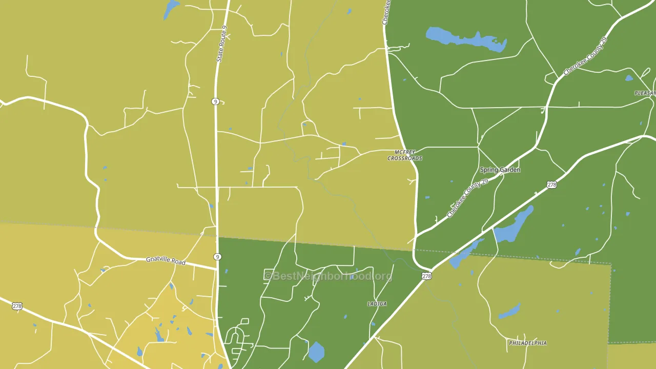 Ladiga, AL block-group voter-turnout map