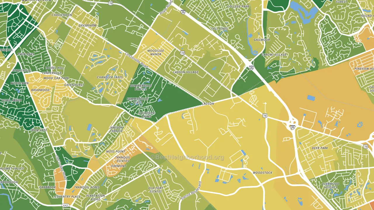 Ladson, SC block-group voter-turnout map