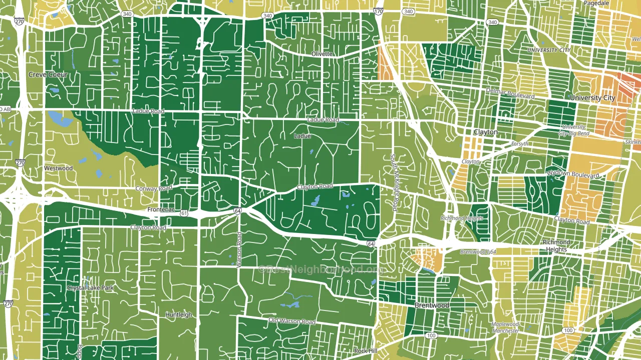 Ladue, MO block-group voter-turnout map