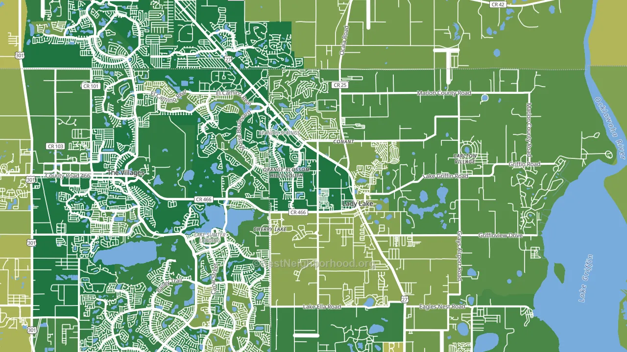 Lady Lake, FL block-group voter-turnout map