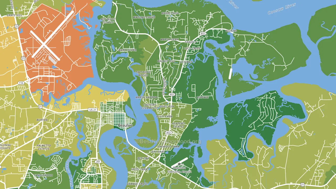 Ladys Island, SC block-group voter-turnout map