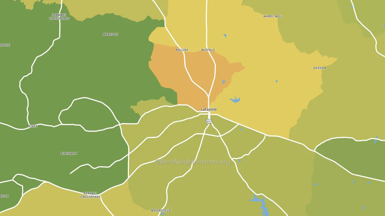 Lafayette, AL block-group voter-turnout map