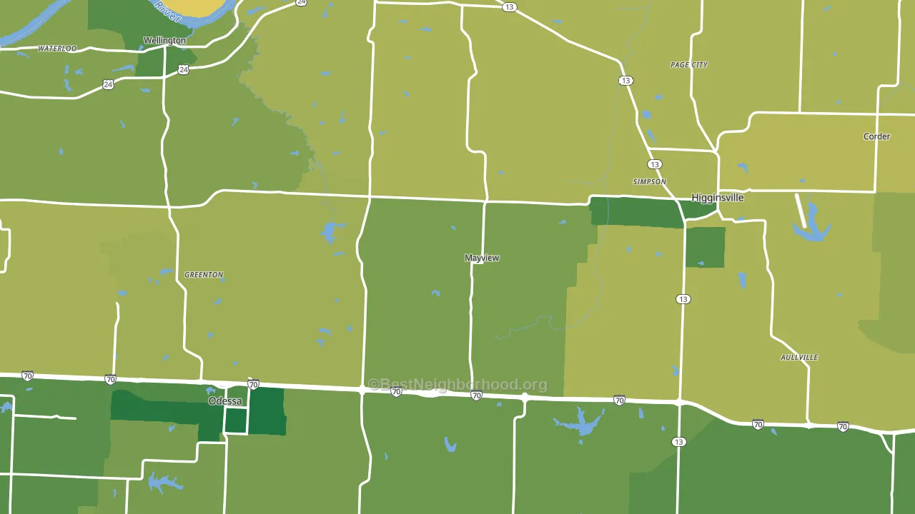 Lafayette County, MO block-group voter-turnout map