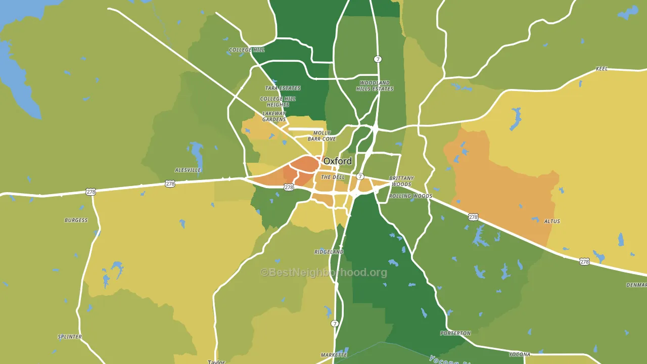 Lafayette County, MS block-group voter-turnout map