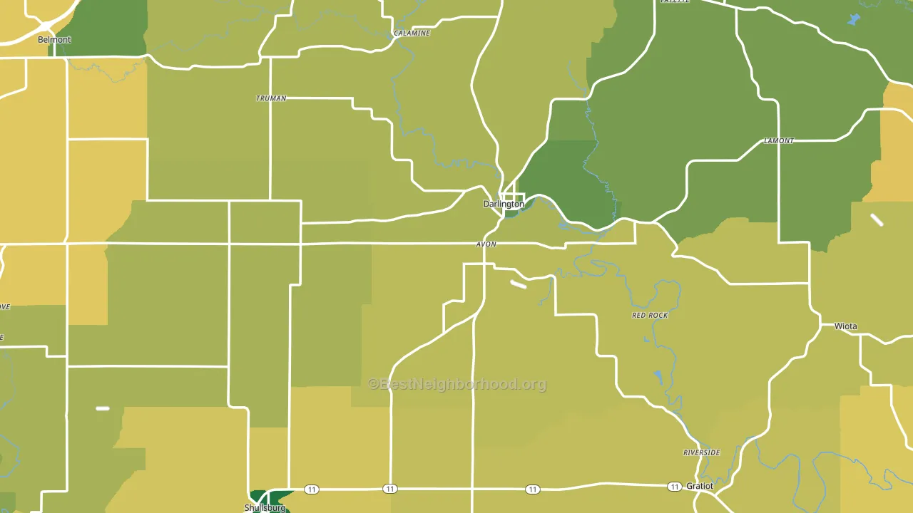 Lafayette County, WI block-group voter-turnout map